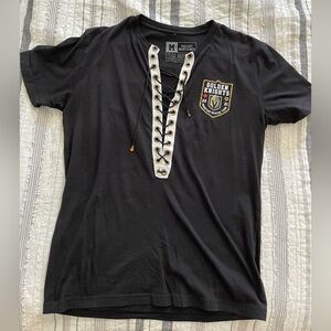 Las Vegas Golden Knights Black Custom Lace-Up T-Shirt